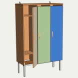 Шкаф для детской одежды на металлокаркасе 3-и ячейки 