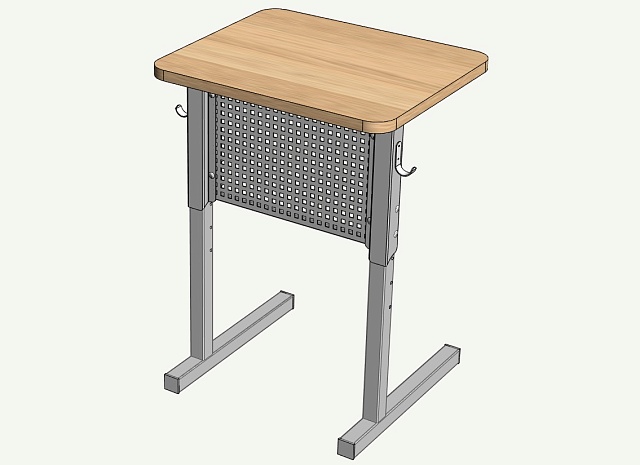 Стол ученический  с перфорацией 1-местный регулируемый по высоте